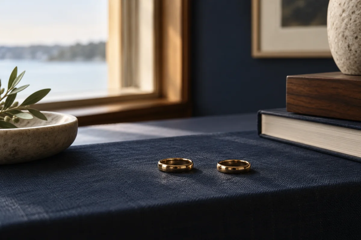 Separate wedding bands illustrating divorce